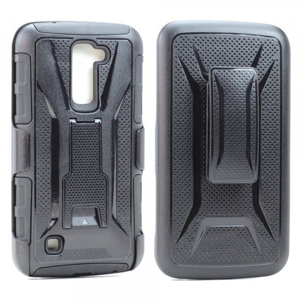 Wholesale LG K10 Premier LTE Armor Holster Combo Belt Clip Case (Black)